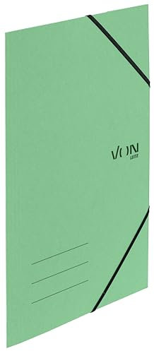 VON Leitz 5er Pack Eckspannermappe A4, Recycling-Karton, Für 150 Blatt, 3 Klappen, Mappe mit Gummizug, Mit modernem VON-Aufdruck, Leichter Ordner für Schule & Zuhause, Mintgrün, 30080050