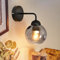 Kowanie Wandlampe innen Vintage Wandleuchte Glas: Schwarz Wandbeleuchtung Wohnzimmer Rauchglas E27 industrial Flurlampe Wand Kugel retro Bettlampe für Flur Schlafzimmer - Ohne Leuchtmittel