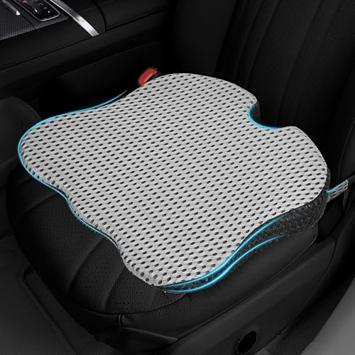 WUFANC Autositzkissen, Keilkissen Auto, Rutschfestes Sitzkissen für Auto, Ergonomisches Memory Foam Sitzkeilkissen für Auto, Bürostuhl, Auch als SitzerhöHung Auto Erwachsene (Grau)