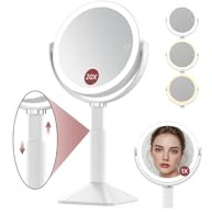Benvivy 20X Magnifying Mirror with Light, Rechargeable 4000mAh Lighted Makeup Mirror with Magnification, Adjustable Height, 3 Color Modes, 2-Sides Vanity Mirrors for Desk Bathroom Bedroom, White