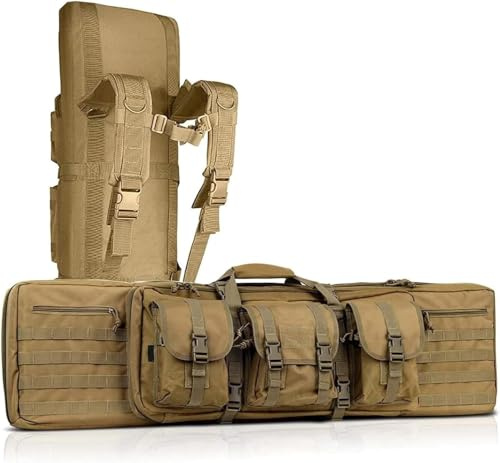 Gewehrtasche 2 Langwaffen,Lange Jagdtasche, Taktischer Doppelgewehrkoffer,Jagdtasche Für Luftgewehr Für Langwaffen Luftgewehr M249 Militärarmee Airsoftgewehr Tragetasche CS Schießen C,118cm/46.4in