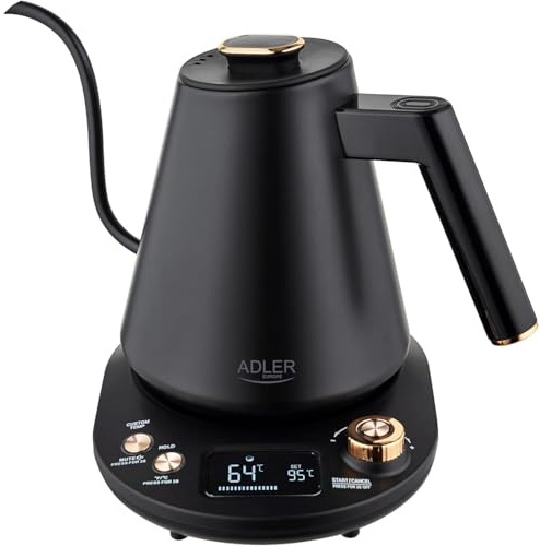 Bouilloire électrique Adler AD 1349 à bec long 1,0L, base rotative 360° - Maintien de la température