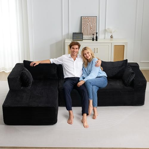 Yihomfy Ecksofa mit Schlaffunktion Tobi 279x179 cm Cord Sofa mit Memory-Schaumstoff Hohe Rückprallelastizität & Atmungsaktiv Moderner Wohnsessel für Wohnzimmer Pet Friendly
