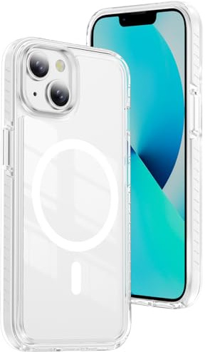 SIYOPINPFY Magnetic Case for iPhone 12/12 Pro Clear White for Women CT | Compatible with MagSafe , Shockproof Protection , Anti-Yellowing , Durable Colorful Bumper , Anti-Scratch Transparent PC Back