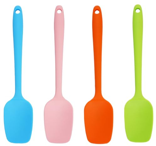 4 Stück Silikon Spatel Löffel Set, Antihaft, für Kochen, Backen und Rühren | Silikon Löffel Spatel, Teigschaber Silikon, Kochlöffel Silikon, Hochhitzebeständiger, Spülmaschinenfest