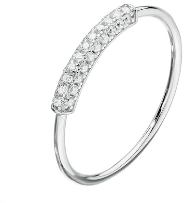 Tolldek 14K 585 Weißgold Trauringe Echt Gold, Schmal Bandringe mit Diamant, Hochzeitsring 14K Gold, Gr.56 (17.8)