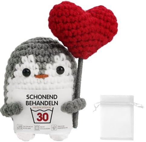 Hpbaggy 30 Geburtstagsgeschenk für Frauen Männer, Pocket Hug Positive Pinguin Glücksbringer zum 30 Geburtstag und Schlüsselanhänger, Happy Birthday Pinguin, Geburtstagsgeschenk für Ihn Sie