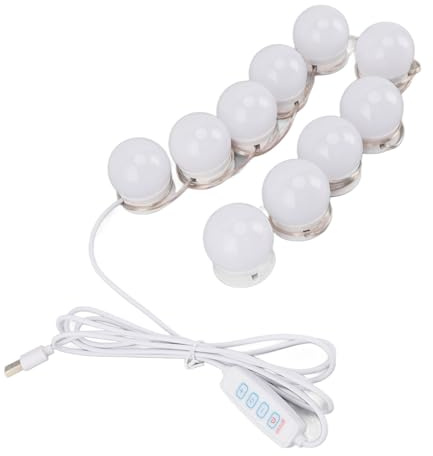 Agatige LED-Waschtischleuchten, 10 dimmbare Glühbirnen, USB-Spiegelleuchten, Lampe zum Aufkleben für Make-up, Ankleidezimmer, Badezimmertisch