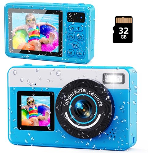 Maxmango D70 Unterwasserkamera, 10FT wasserdichte Kamera,4K 48MP Dual-Screen Digitalkamera mit Autofokus,18X Zoom für Jungen und Mädchen Schnorcheln Schwimmen - 32GB