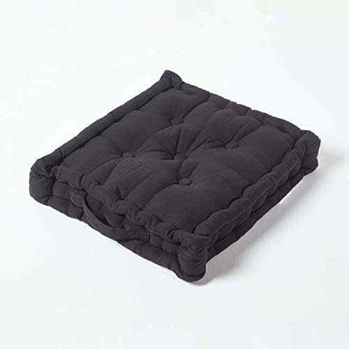 HOMESCAPES Coussin de Chaise de Couleur Noir Fait en 100% Coton de 40x40 cm pour Chaise de Salon et Chaise de Jardin
