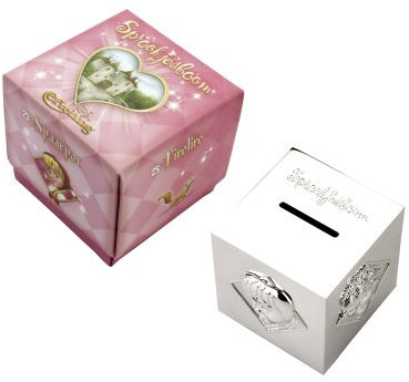 Spardose Märchen-Würfel Mädchen versilbert anlaufgeschützt 7,5x7,5x7,5cm