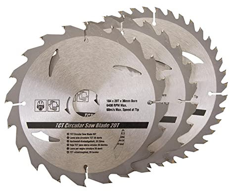 Dapetz ® Circular Saw Blade Set,Kamtop Professional Circular Saw Blades TCT Circular Saw Blades Set 184 x 30-20, 16mm Rings Saw Blades Disc for Dewalt Makita Bosch etc