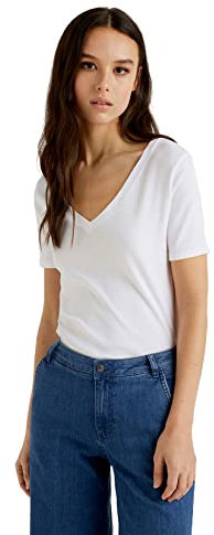 United Colors of Benetton 3ga2e4230, Maglietta Donna, Bianco Ottico 101, M