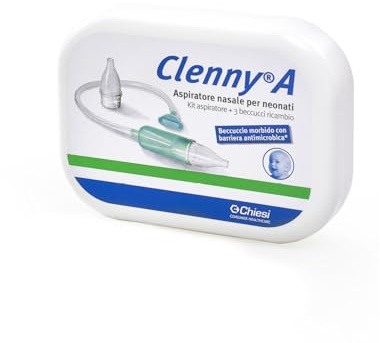 Clenny A Aspiratore Nasale - Aspiratore a Bocca – Per Alleviare la Congestione Nasale di Neonati e Bambini - Filtro Antimicrobico - 1 Kit Aspiratore con 3 Beccucci di Ricambio