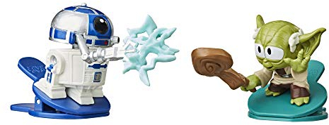 Star Wars Battle Bobblers R2-D2 Vs Yoda Battle Figuren 2er-Pack mit Clips, wackelndes Spielzeug für Kids ab 4 Jahren