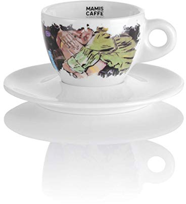 Mamis Caffè Sara - Kaffeetasse - Porzellantasse - Dickwandige Cappuccinotasse - Kaffeetasse im italienischen Stil - Handgefertigte Tasse - Ideal für heiße & kalte Getränke - 140 ml