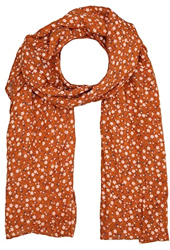 Zwillingsherz Seiden-Tuch im Blümchen Design - Hochwertiger Schal für Damen - Halstuch - Umschlagstuch – Pashmina - Loop - weicher Schlauchschal für Frühjahr Sommer Herbst Winter - brau