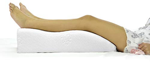 Fushia Medical Care Coussin Jambes Circulation Orthopédique avec Mousse Souple, Housse Lavable, Oreiller, Surélévation Jambe Fatiguées et Problèm de Circulation (Maille Blanche)