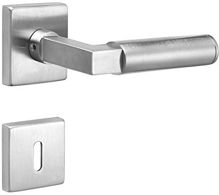 ck-tuerbeschlaege Drückergarnitur Bauhaus Q | V2A Edelstahl matt | nach Gropius & Meyer 1922/1923 (BB (Buntbart))