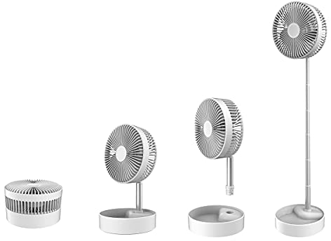 APOKIN® Ventilador Silencioso USB Portátil Ventilador Giratorio a Batería Recargable 1800MHA Extensible con Palo Telescópico con 3 Velocidades Base Antideslizante