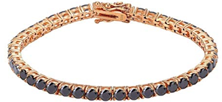 Gold Gala Bracciale Tennis in Argento 925 con Zirconi Taglio Diamante Placcato Oro (Rosé/Black, 18)