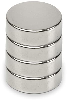 MAUL Neodym Magnet Ø 15 x 5 mm (4er Pack) | Magnete für einen vielseitigen Einsatz | Magnet rund mit elegantem und modernem Design | Magnete stark für Magnetboard, Magnetband | Silber