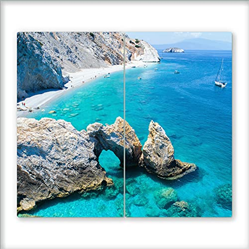 Canvas Fly 60x52 Glas-Herdabdeckplatte für Induktions- & Cerankochfeld, 2-teilig, Universale Küchenarbeitsplatte, Schneidebrett & Kochplatte-Abdeckung Rutschfest, Glasplatte inkl. Silikonnoppen (11)