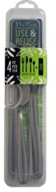 Pintinox custodia trasparente per posate da viaggio, pic-nic, ufficio USE & REUSE con 4 posate in acciaio inox nichel free