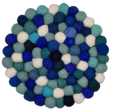 Grült Home Topfuntersetzer - Filz untersetzer für Tassen, Töpfe, Pfannen und Tassen handgefilzt in Nepal (Blau, Circle 10 cm)