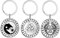 Lot de 3 porte-clés Viking runes en acier inoxydable avec pendentif en forme de pièce de monnaie - Symbole celtique - Loup, Corbeau Hrunger - Porte-clés en forme de cœur pour homme et femme