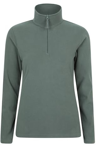 Mountain Warehouse Snowdon Womens Fleece Top - Warm Pullover, Lightweight Sweater, Half Zip, Breathable Ladies Tee, Quick Drying - For Spring Summer, Walking, Travelling Khaki Women's Size 16