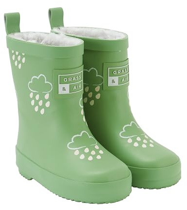 Grass & Air Olive Green Colour-Changing Kids Wellies, Unisex Childrens Welly Boots for Babies, Toddlers and Children