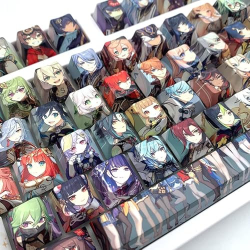 Hokeyio Genshin Impact Collection Tastenkappen-Set für ANSI 61, 64, 68, 71, 80, 82, 84, 87, 98, 100, 104, 108 Tasten, mechanische Tastatur, OEM-Profil, nur Tastenkappen