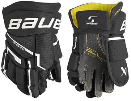 Bauer Supreme MACH Handschuhe Bambini, Größe:9 Zoll, Farbe:schwarz/weiß