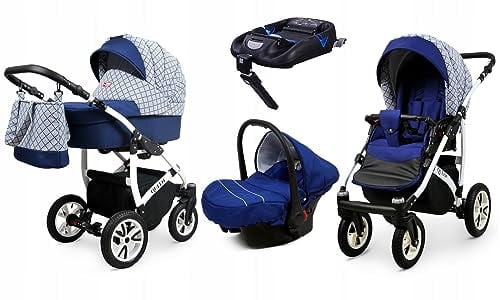 BabyLux® Kinderwagen Set 3 in 1 - Queen - incl. Babywanne, Buggy Sportsitz, Auto-Babyschale - Autositz - Kinderwagenset Kombikinderwagen mit Wickeltasche usw.