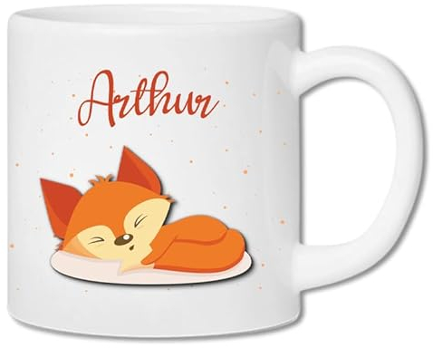 Tasse enfant résistante personnalisée – Ajoutez le prénom | Cadeau original pour enfant | Plusieurs motifs | Plastique solide | 180mL (Renard)