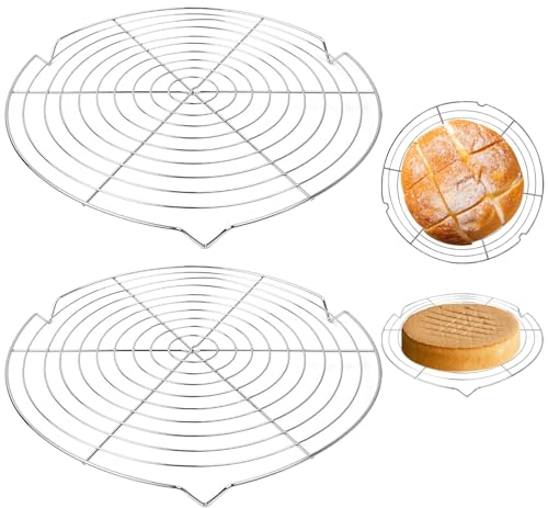 LdawyDE Kuchengitter Abkühlgitter 2er-Set, 32.5 cm Rund Auskühlgitter, Abkühlgitter Edelstahl zum Torten & Brot für Backen Kühlen, Küche Dämpfen Abtropfen Cooling Rack von Frittierte Lebensmitteln