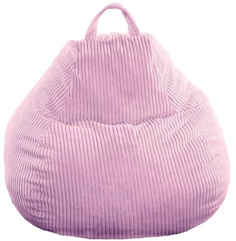bananair - Sitzsack Kinder - Cordstoff Breit Gerippt - Weich und Bequem - Maschinenwaschbarer Bezug - Leicht Transportierbar - Bean Bag, Gaming Sitzsack mit Füllung (80 x 70 cm, Lila Flieder)