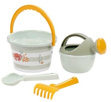 Little Dutch Strandset Eimerset 5-teilig - Fresh Greens grün: Beach Toy Set, Beach Set, 1 Eimer, Schaufel, Harke, Gießkanne und Sieb, Ab 18 Monate