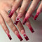 Caiguoer Lot de 24 faux ongles longs carrés rouges à presser pour femme et fille