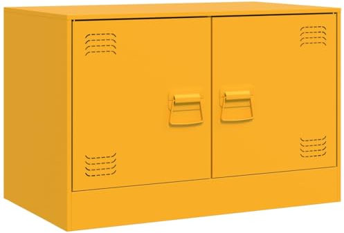 vidaXL Mustard Yellow TV Stand - Modern Living Room Media Console/Cabinet, Cold-Rolled Steel Construction, 67x39x44 cm, 70 kg Max Load