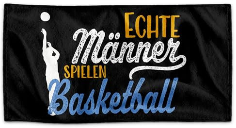 PR Print Royal Handtuch für Sportler mit Spruch - Echte Männer Spielen Basketball - Geschenk Sportler, Geschenk für Basketballer, Basketball-Fans | Handtuch Geschenke für Männer, 100 x 50