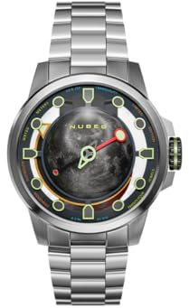 Nubeo Herren-Armbanduhr 48 mm Tranquility Automatik Limited Edition mit massivem Edelstahlarmband NB-6091, Vollmond-Stahl, Armband
