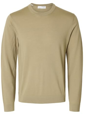 Selected Homme Herren Slhtray Knit Merino Crew Neck Noos Pullover, Kelp, M EU