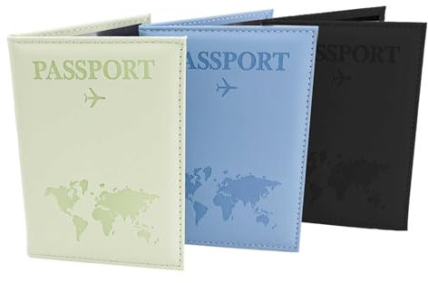 HERKINDNESS Passport Cover, 3 Pezzi Travel Wallet, 3 Colori Unisex Passaporto Cover, Impermeabile Resistente All'usura Cover Passaporto, per Riporre Passaporto e Carte Credito Portafoglio da Viaggio