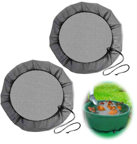2 Pièces Filet Recuperateur Citerne Pluie 60 cm Protection de Citernes de Pluie Filet pour Eau Filet de Protection avec Cordon de Serrage pour Tonneau de Pluie Contre Les Feuilles Les Moustiques