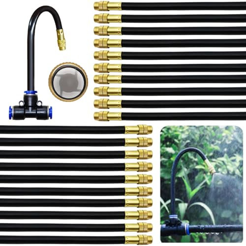 Atomizing Sprinkler, Dujelixa Universal Nozzle Adjust Spray/Dripping/Closing with 8 mm OD Hose Pipe, Misting Sprinkler, Irrigation Spray Nozzles, Irrigation Cooling brass Quick-Plug Apray Head (20Pcs)