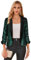 GRACE KARIN Blazer Paillettes Elastica Donna Scollo Risvolto Classico Manica Lunga Casual Primavera Estivo Riso Verde Scuro L