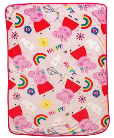 Franco Peppa Pig Kinder-Bettwäsche, superweich, gemütlich, seidig, Überwurf, 101,6 x 127 cm, offizielles Lizenzprodukt