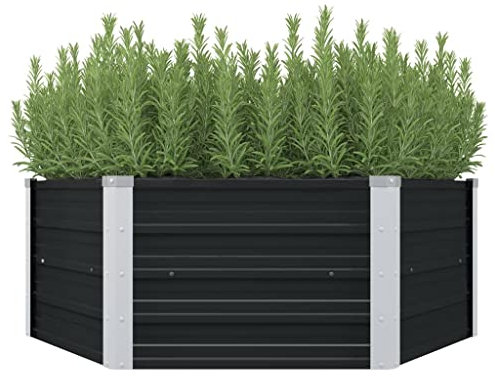 DYRJDJWIDHW Jardiniere Plastique,jardinieres Exterieur,Pot de Fleur Interieur,Jardinière surélevée Anthracite 129x129x45 cm Acier galvaniséConvient pour Les patios, Les balcons et Les Jardins